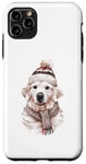 Coque pour iPhone 11 Pro Max Blanc anglais crème Golden Retriever maman chien chiot Noël