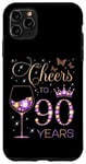 Coque pour iPhone 11 Pro Max Cheers to 90 Years Old 90th Birthday Party Women 90th Birthday Party