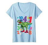 Womens Maths Day Costume With Numbers On Idea For Kids Maths Number V-Neck T-Shirt