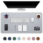 DOBAOJIA Sous-Main Bureau XXXXL, Tapis de Bureau, Tapis de Clavier et Souris, Tapis de Portable, Pad Écriture, Mouse Pad, pour Bureau/Maison/Gaming, PU Étanche + Suède Antidérapant 100 x 50cm Gris