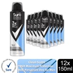 Sure Men Anti-Perspirant 96 Hours Maximum Protection Deodorant 150ml, 12 Pack