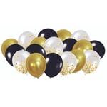 Festi Ballongset 18-pack - Svart / Guld / Konfetti