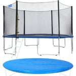 Trampoline ø 244/305/366/426 cm Set complet Filet de sécurité + Bâche de protection + Echelle + Coussin Jardin Jeux ø 426 cm