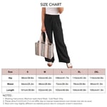 (Black S)Women Wide Leg Pants Side Pockets Elastic Waist Solid Color Causal