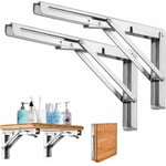 Support pliant de 500 mm, 2 supports de console pliants en acier inoxydable, support robuste pour support d'étagère murale de cuisine et de chambre à