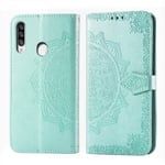 Samsung Mandala Galaxy A20s Flip kotelot - Syaani Vihreä