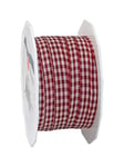 Präsent - Vichy Wired Ribbon Bordeaux-Cream 10 mm Width, 20 m Length