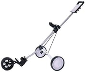3 Wheel Golf Trolley - Lightweight Folding Golf Walking Push Cart Roller Golf Bag Holder w/Bracket w/Elastic Strap, Scorecard, Drink Holder - Black