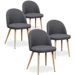 Intensedeco - Lot de 4 chaises scandinaves Cecilia tissu Gris foncé