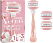 Gillette Venus Comfortglide Spa Breeze 2-In-1 Razor for Women + 3 Refill Blades,