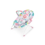 Bright Starts Transat Bébé Vibrations Apaisantes - Barre de Jouets Amovible, Pieds Antidérapants, 0-6 Mois Jusqu'à 9 kg (Flamingo Vibes, Rose)