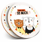 2 x Coasters - Cute I love you So Much Bears Home Gift #14776