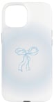 Coque pour iPhone 15 Bleu clair Aura Soft Girl Ruban Bow Coquette Esthétique