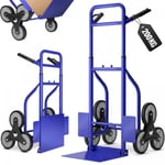 TIMBERTECH® Diable d'Escalier - Diable Pliant 200kg, 6 Roues, Cadre en Acier, Bleu - Chariot de Transport Pliable, Demenagement