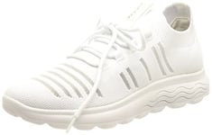 Geox Femme D Spherica C Sneakers, White, 38 EU