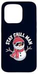 Coque pour iPhone 15 Pro Stay Chill, Man Cool Winter Snowman, Noël