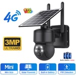 Camera de Surveillance Solaire Exterieure ptz 3MP 4G Sim-carte Audio Bidirectionnel Protection cctv Noir