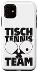 Coque pour iPhone 11 Équipe de tennis de table avec inscription en allemand et raquette de tennis de table