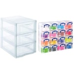 Sundis 24.5 x 18.5 x 25.5 cm Orgamix Mini Storage Tower, Transparent & Really Useful Box Organiser, 16 x 0.14 Litre Storage Boxes in a Clear Plastic Organiser and Clear Boxes