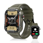 Montre Connectée Homme avec Appel Bluetooth Montre Intelligente 110+ Modes Sportifs Fréquence Cardiaque Sommeil Trackers d'activité Météo Militaire Smartwatch IP68 Étanche pour Android iOS (Vert)