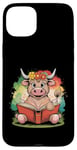 Coque pour iPhone 15 Plus Livre de classement de la ferme Motif vache écossaise Highland