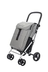 Carlett - Chariot de courses, Chariot de supermarché pliable avec 4 roues, résistant à la pluie et une grande capacité de 32kg, sac principal de 64L, glacière de 10,5L et poche arrière - Couleur Gris