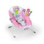 Bright Starts Transat Bébé Confortable avec Vibration Apaisante et Jouets, Unisexe, 0-6 Mois (Pink Paradise, Rose)