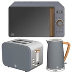 Swan Nordic Slate Grey 1.7L Kettle, 2 Slice Toaster & 20L Digital Microwave Set