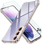 Coque Galaxy S22 Plus 2x Vitre Housse Silicone Transparent Verre Trempe Antichocs Tpu Gel