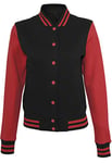Build Your Brand Ladies Sweat College Jacket Veste Varsity Femme, Black/Red, S