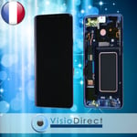 Vitre Tactile + Ecran LCD pour Samsung Galaxy S9 Plus G965F bleu sur chassis