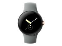 Google Pixel Watch - 41 mm - polerat silver - smart klocka med aktivt band - fluoroelastomer - träkol - bandstorlek: L - 32 GB - Wi-Fi, LTE, NFC, Blu