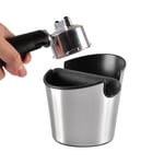 Knockbox, svart kaffeaccessoar Matt silver rund - Knock Box