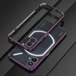 Case kompatibel Nothing Phone 2, aluminium smal metallram rustning med mjuk inre stötfångare för ingenting Phone 2 Black-Purple For Nothing Phone 2