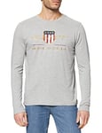 GANT Men's Archive Shield LS T-Shirt, Grey Melange, S