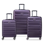 Delsey Paris Air Armour 4 roulettes Set de valises 3 pièces avec soufflet d'extension dunkel violett (TAS010621)