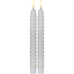 Led antikljus star trading - 2 pack flamme swirl vit