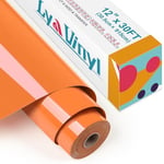 Lya Vinyl Heat Transfer Vinyl 12" x 30ft Orange Iron On Vinyl Roll for Cricut, Silhouette Cameo, Premium HTV for DIY Clothes, Bags, Shoes and Other Textiles