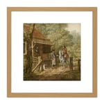 Andriessen Dutch Landscape House Horse Painting 8X8 Inch Square Wooden Framed Wall Art Print Picture with Mount