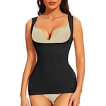 Joyshaper Débardeur Sculptant Femme Ventre Plat Haut Gainant Ouvert Poitrine Push Up Body Shaper Amincissant Tank Top, Noir, L