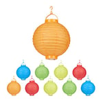 Relaxdays, coloré Lampion chinois LED abat-jour papier lanterne boule 20 cm rond décoration set de 10 à piles