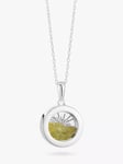 Rachel Jackson London Personalised Small Deco Sun Birthstone Amulet Necklace, Silver