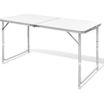 Table pliable de camping Hauteur réglable Aluminium 120x60 cm Vidaxl Blanc