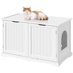 Yaheetech Meuble Litiere pour Chat Maison de Toilette Chat en Bois 95 × 53,5 × 57,5 cm 1 Panneau Amovible 9 Trous d'Aération Grand Espace en Haut Couleur Blanc