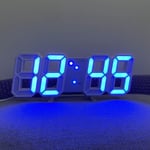 Väckarklocka 3d Led Digital klocka Väggdeco Glödande Nattläge Justerbar Elektronisk Bordsklocka Väggklocka Dekoration Vardagsrum Ledklocka Blue