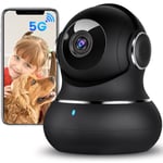 5G Indoor Camera, 5MP Little elf camera, WiFi Camera with 360° Motion Tracking, Baby Monitor with 5G/2.4G Dual-Band, Pet Camera with App, Cry Detection, Night Vision, Compatible NVR/Alexa