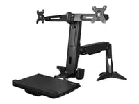 Startech.Com Sit Stand Dual Monitor Arm, Desk Mount Dual Computer Monitor Adjustable Standing Workstation For Up To 24" Displays, Vesa Ergonomic Stand Up Desk Converter With Keyboard Tray - Stand Up Office Desk (Armstscp2) - Monteringssats (Bordsfäs