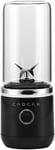 CADCAR Black Portable Mini Blender and Juicer with 380 Ml Glass Jar, Stainless S