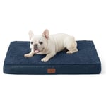 Bedsure Medium Pet Bed Washable - Orthopedic Dog Mattress and Pillow Mat for Dog Crate with Removable Plush Sherpa Cover, Navy, 76x51x7.6cm