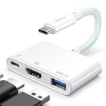 JSAUX Adaptateur USB C vers HDMI Multiport AV Numérique, Hub 4K 30Hz HDMI, USB-A 3.0 5Gbps,Charge USB C 100W 3 en 1 Compatible avec iPhone 15 Pro Max/15 Pro,Apple MacBook,iPad,Dell,Surface,Steam Deck